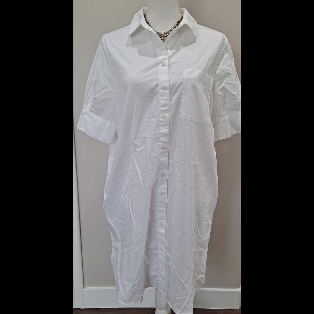 OLD NAVY  white button down dress